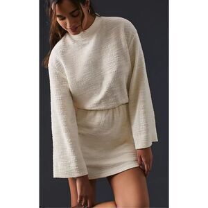 Dolan Anthropologie mock neck‎ bouclé mini dress ivory size XXS